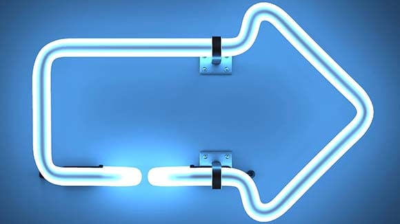 blue neon arrow