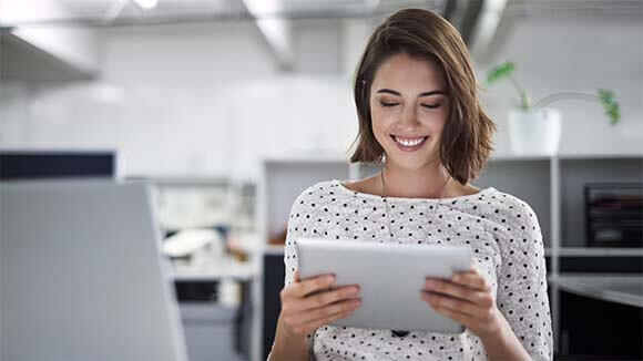 young woman on tablet