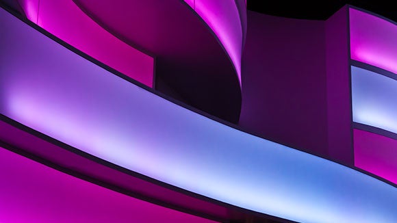 Modern wavy structure with purple neon lights